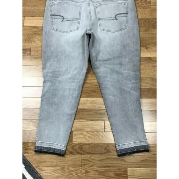 New American Eagle Gray Jegging Ankle Denim Jean Sz 20 Casual Gray Released Hem - Picture 9 of 9